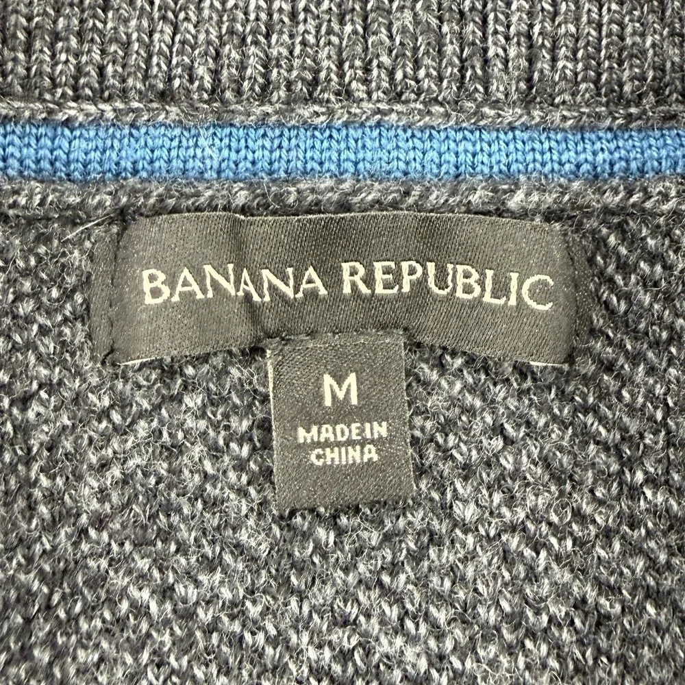 Banana Republic Merino Wool Cardigan Men's M Gray Shawl Collar Heavyweight